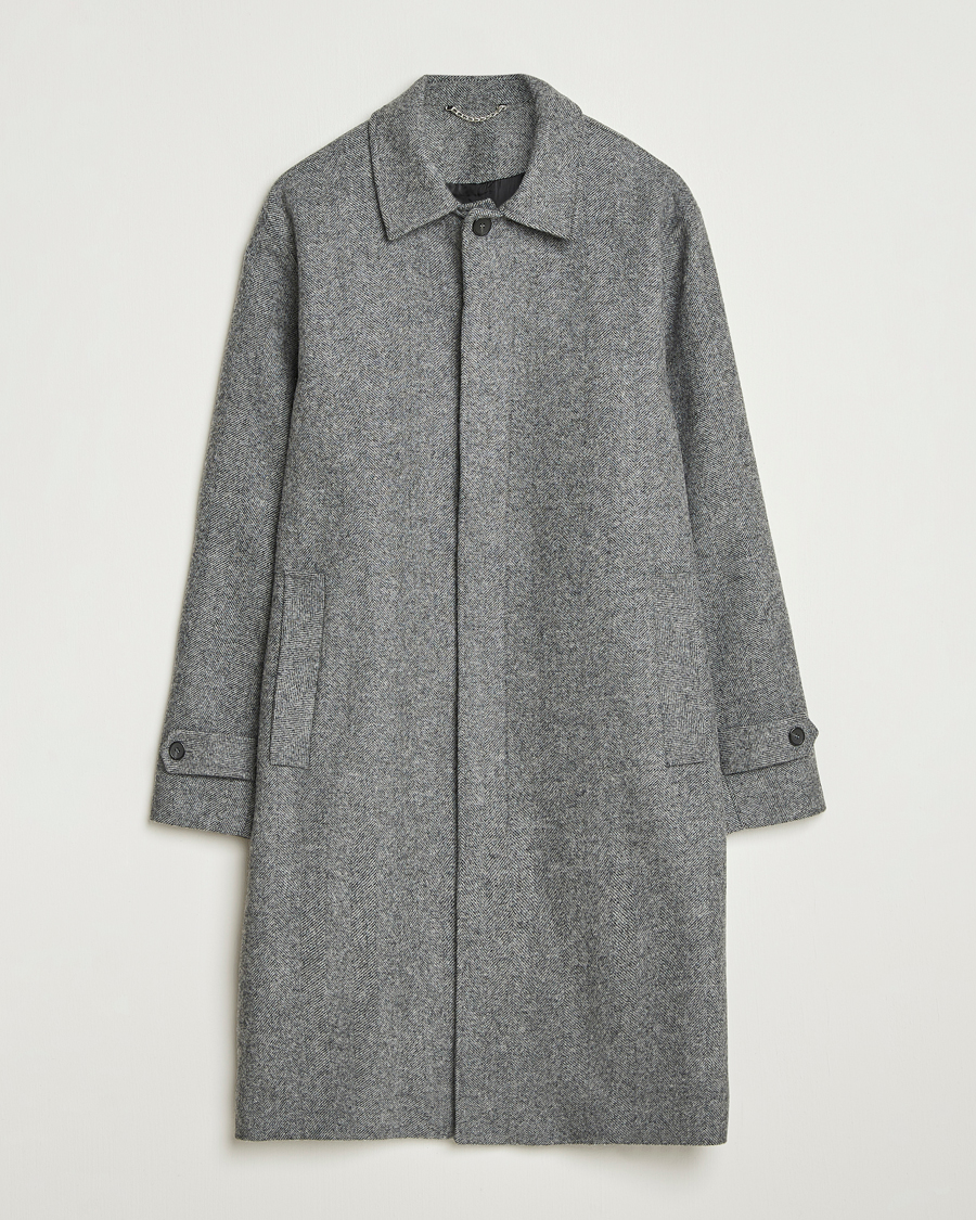 Herr | Jackor | Palmes | Herringbone Wool Coat Charcoal