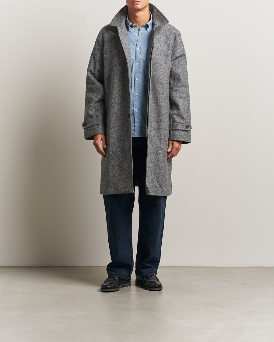 Herr | Jackor | Palmes | Herringbone Wool Coat Charcoal