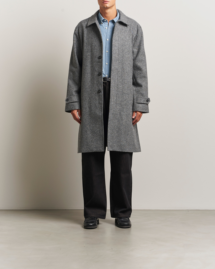 Herr | Jackor | Palmes | Herringbone Wool Coat Charcoal