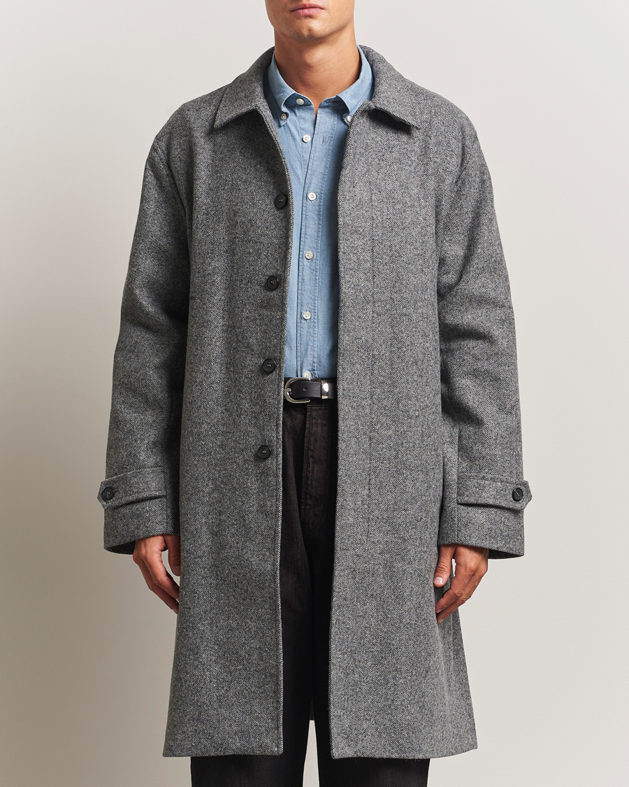 Herr | Jackor | Palmes | Herringbone Wool Coat Charcoal