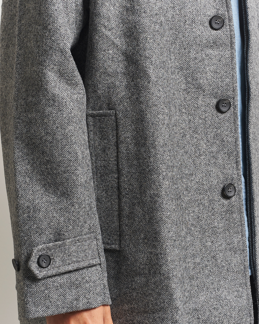 Herr | Jackor | Palmes | Herringbone Wool Coat Charcoal