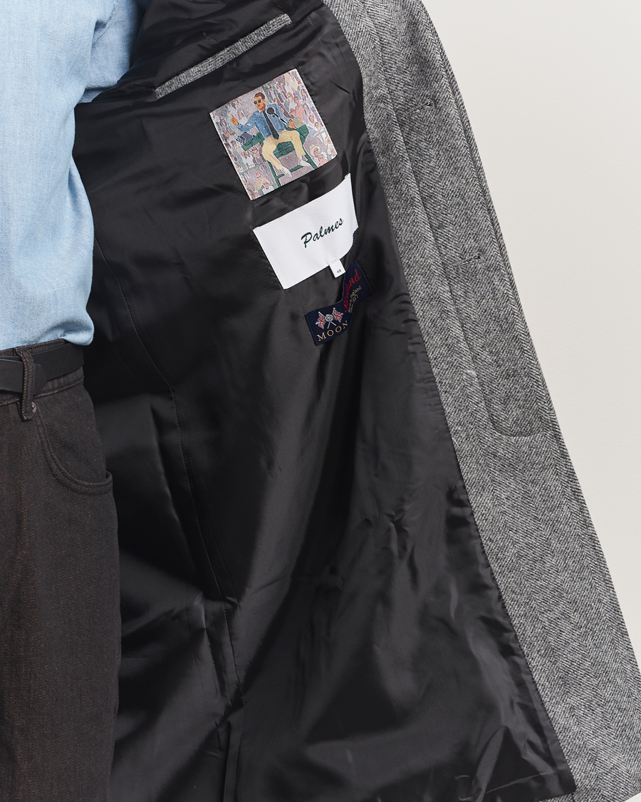 Herr | Jackor | Palmes | Herringbone Wool Coat Charcoal