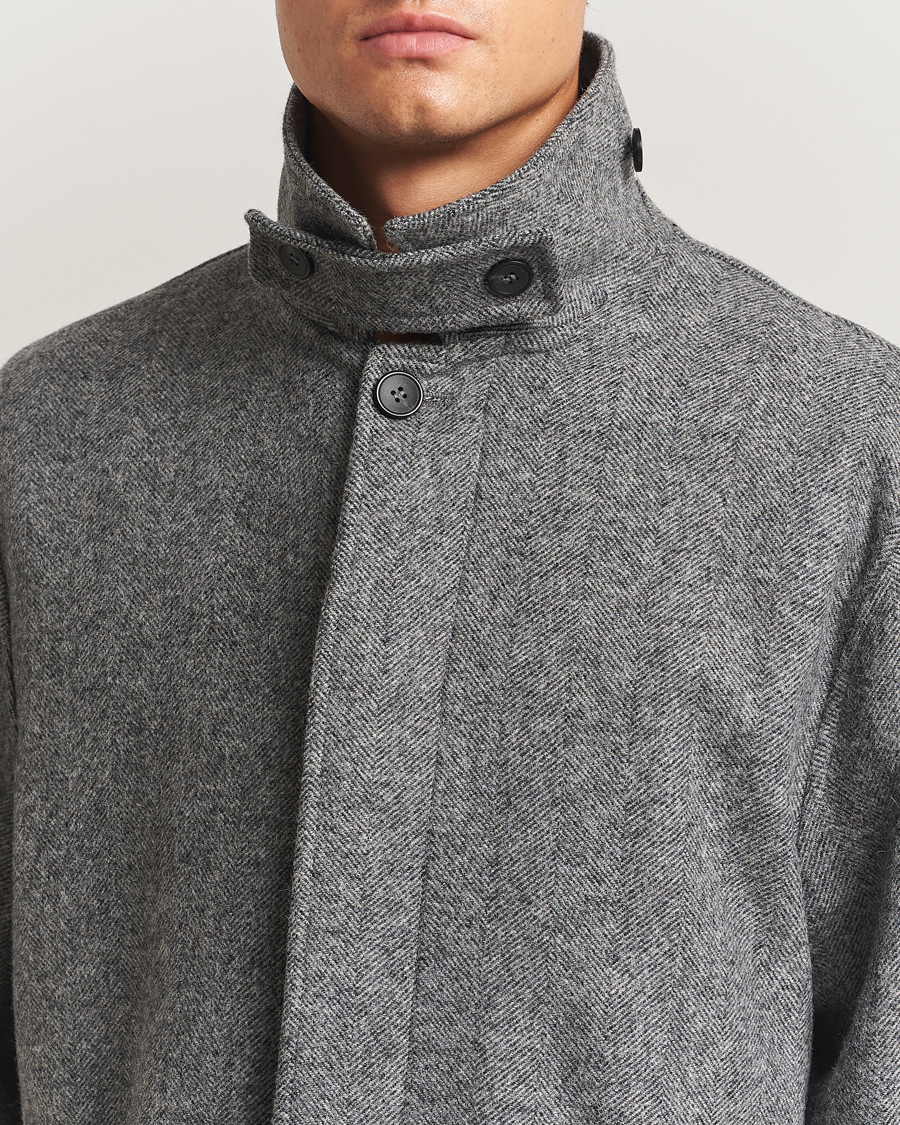 Herr | Jackor | Palmes | Herringbone Wool Coat Charcoal