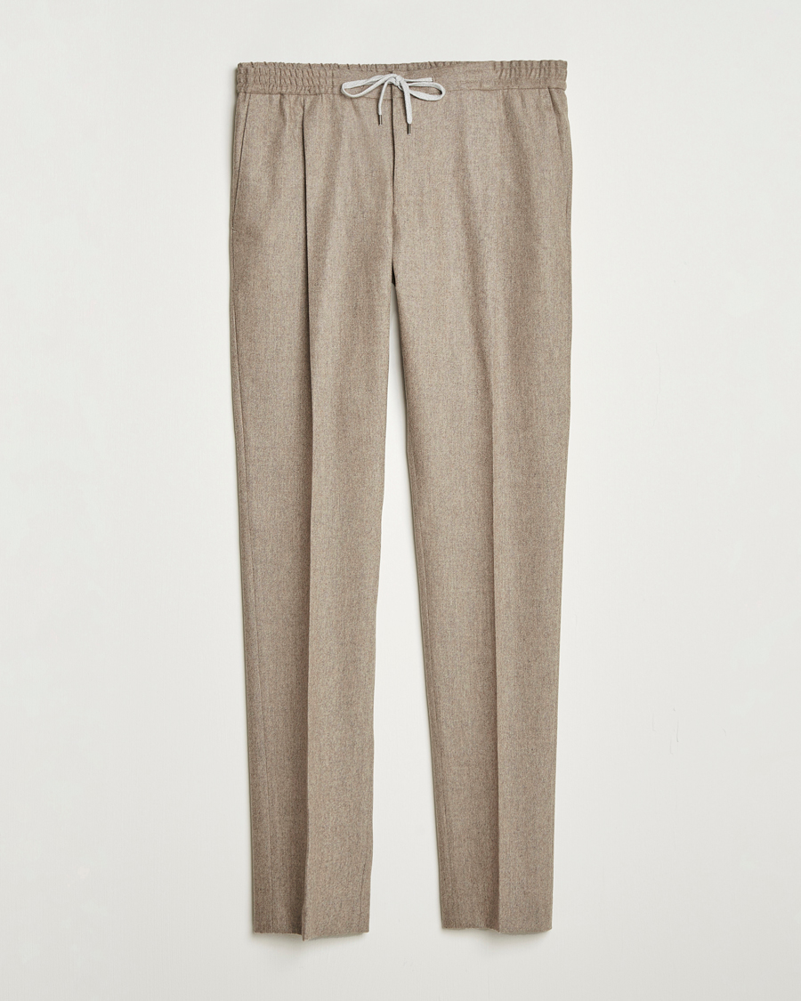 Herr | Byxor | PT01 | Slim Fit Wool/Cashmere Drawstring Trousers Beige