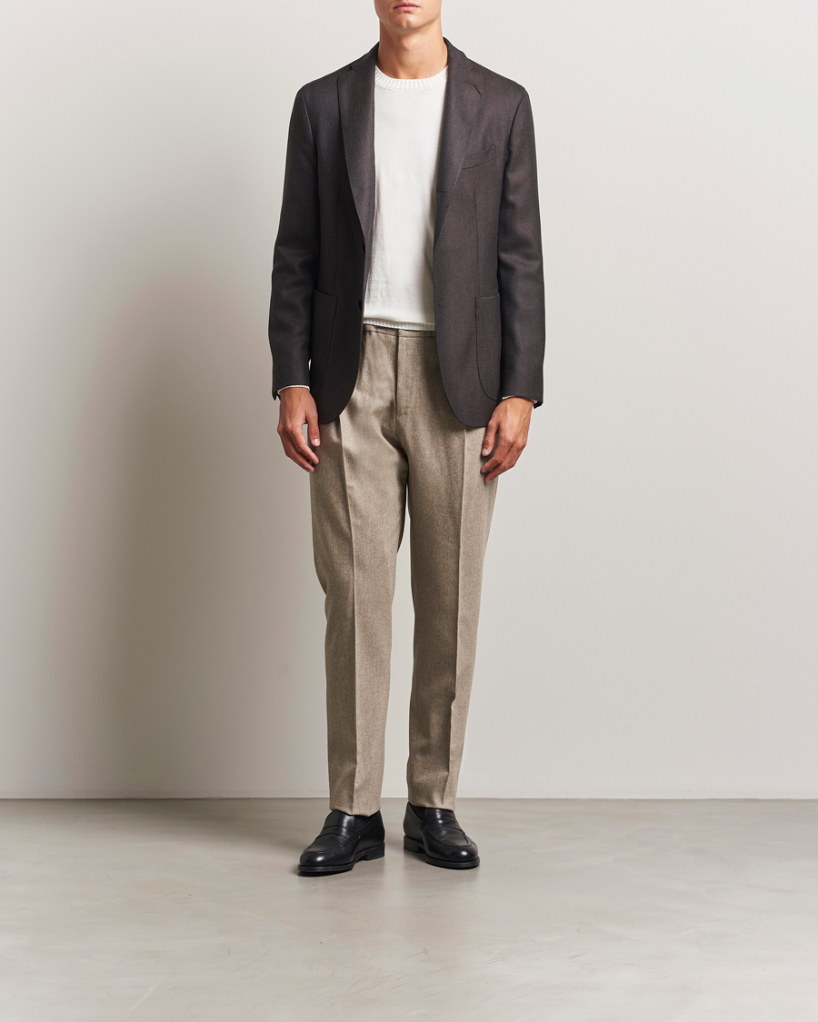 Herr | Byxor | PT01 | Slim Fit Wool/Cashmere Drawstring Trousers Beige