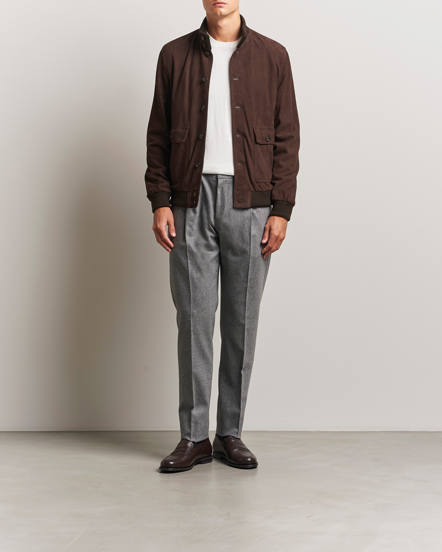 Herr | Byxor | PT01 | Slim Fit Wool/Cashmere Drawstring Trousers Grey Melange