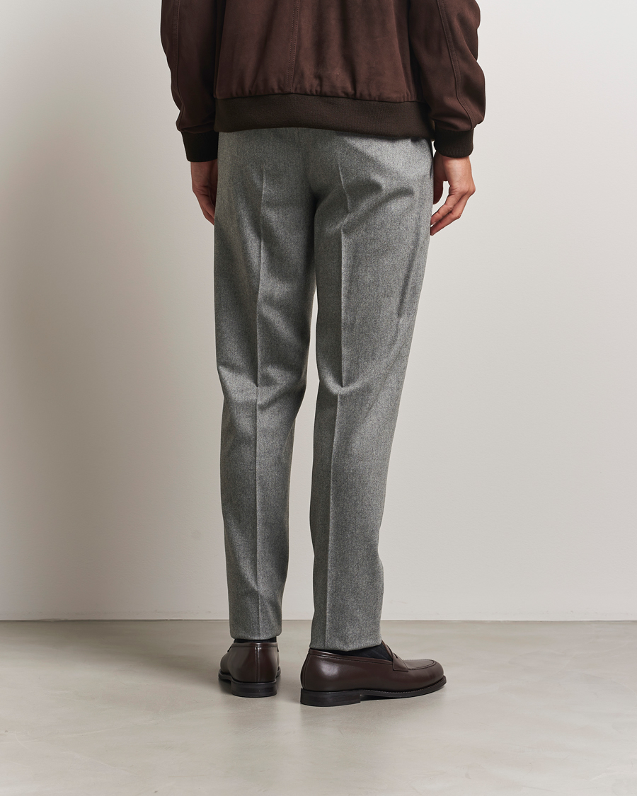 Herr | Byxor | PT01 | Slim Fit Wool/Cashmere Drawstring Trousers Grey Melange
