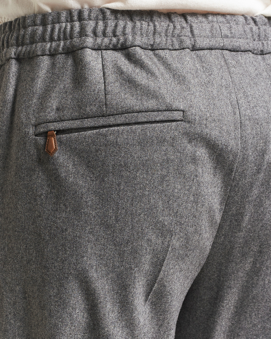 Herr | Byxor | PT01 | Slim Fit Wool/Cashmere Drawstring Trousers Grey Melange