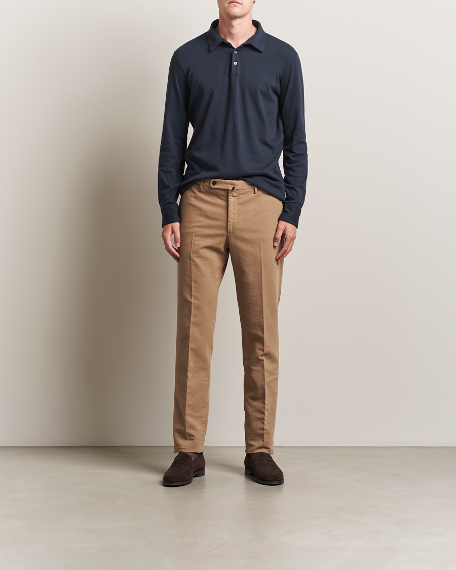 Herr | Pikéer | Zanone | Heavy Jersey Long Sleeve Polo Navy