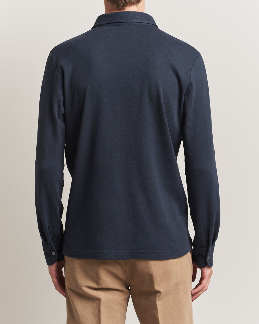 Herr | Pikéer | Zanone | Heavy Jersey Long Sleeve Polo Navy