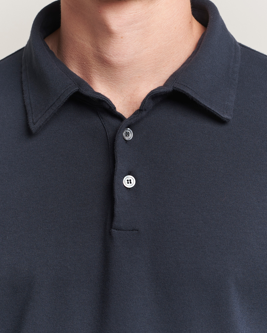 Herr | Pikéer | Zanone | Heavy Jersey Long Sleeve Polo Navy