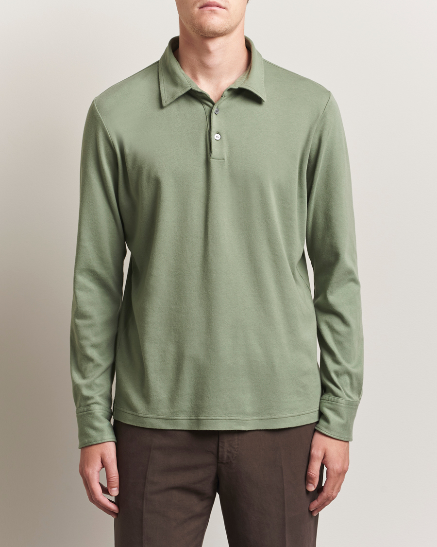 Herr | Pikéer | Zanone | Heavy Jersey Long Sleeve Polo Sage