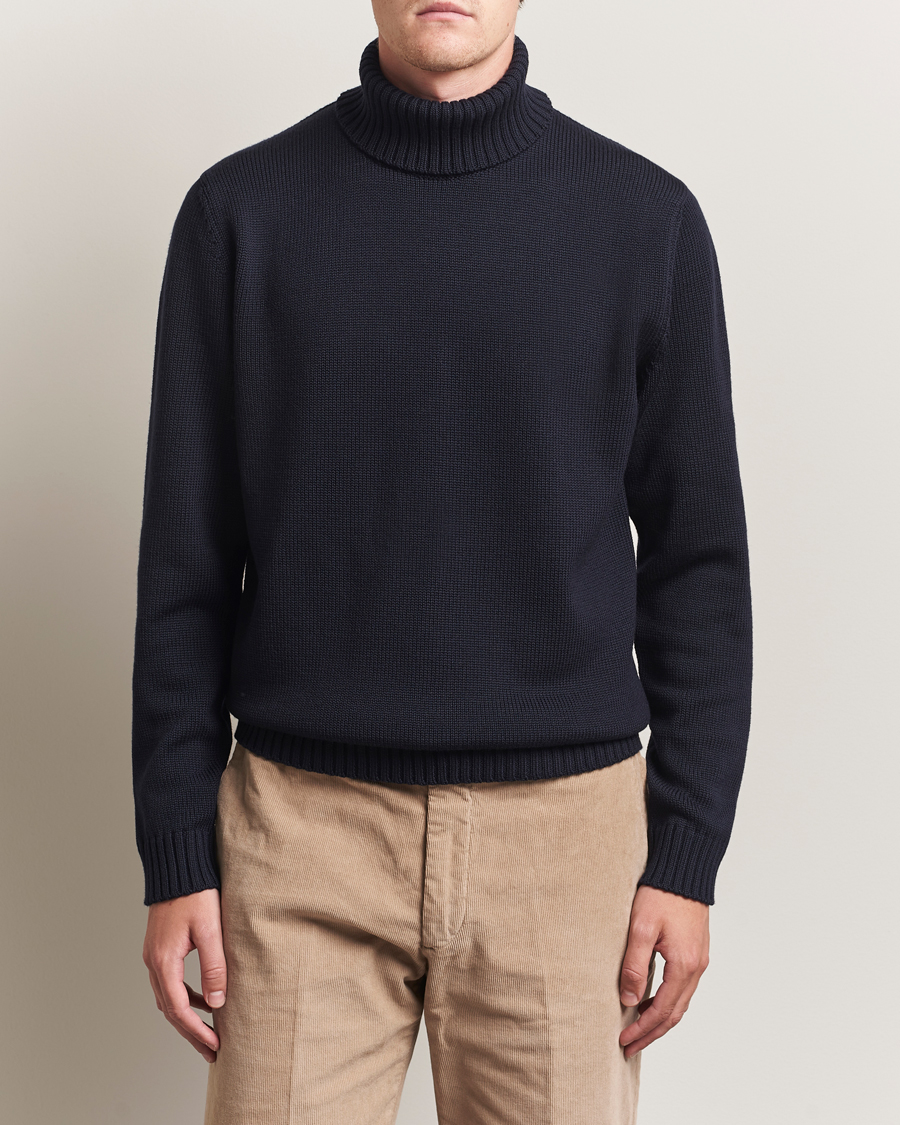 Herr | Tröjor | Zanone | Virgin Merino Wool Rollneck Navy