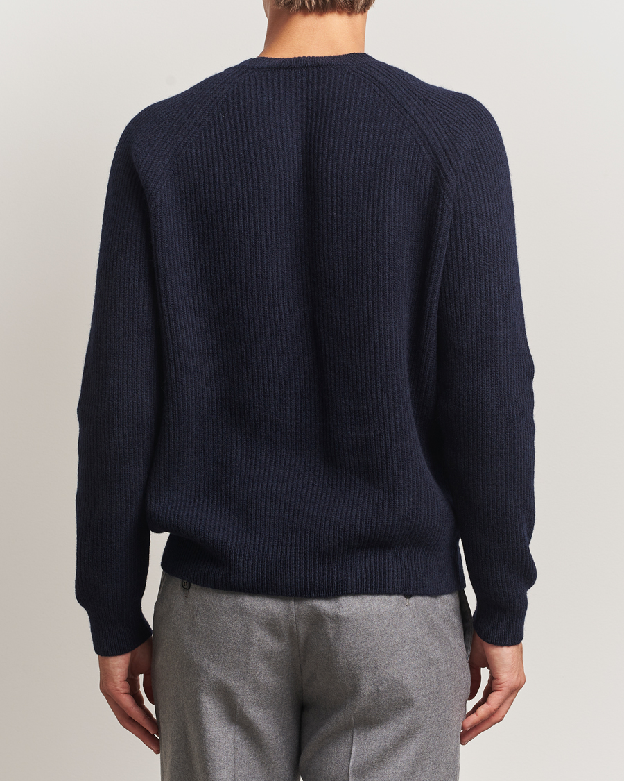 Herr | Tröjor | Zanone | Fisherman Rib Wool Sweater Navy