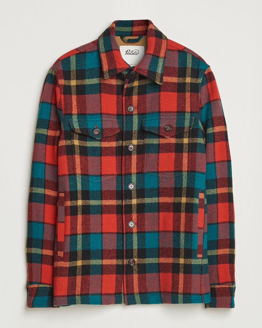 Herr | Jackor | Valstar | Wool Plaid Shirt Jacket Black/Red