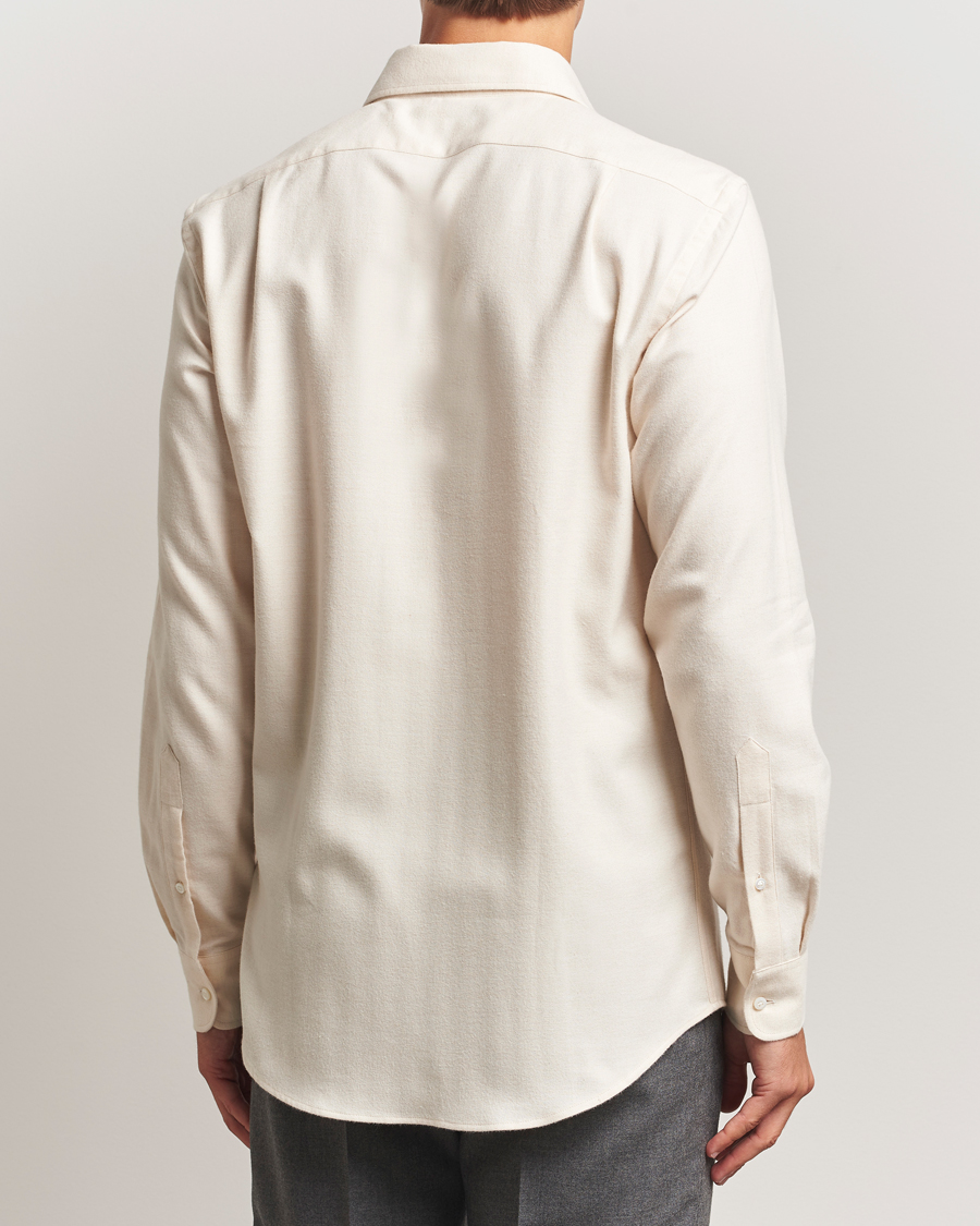 Herr | Skjortor | Ralph Lauren Purple Label | Cotton Flannel Shirt Cream Melange