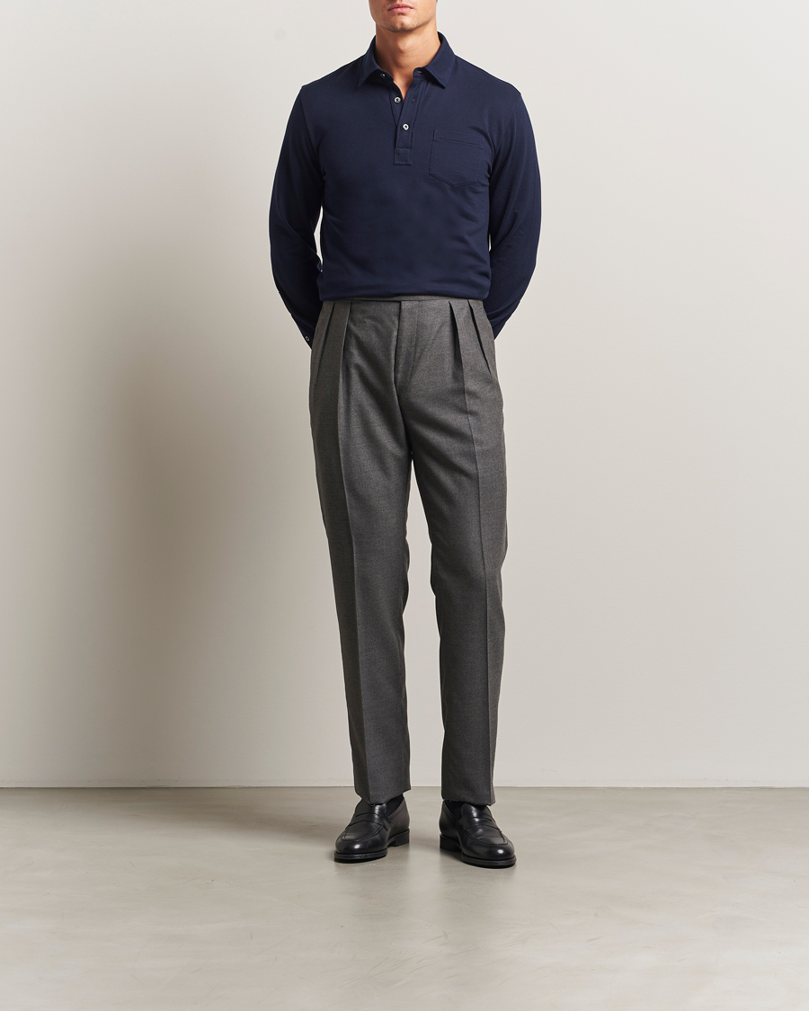 Herr | Pikéer | Ralph Lauren Purple Label | Long Sleeve Polo Shirt Navy