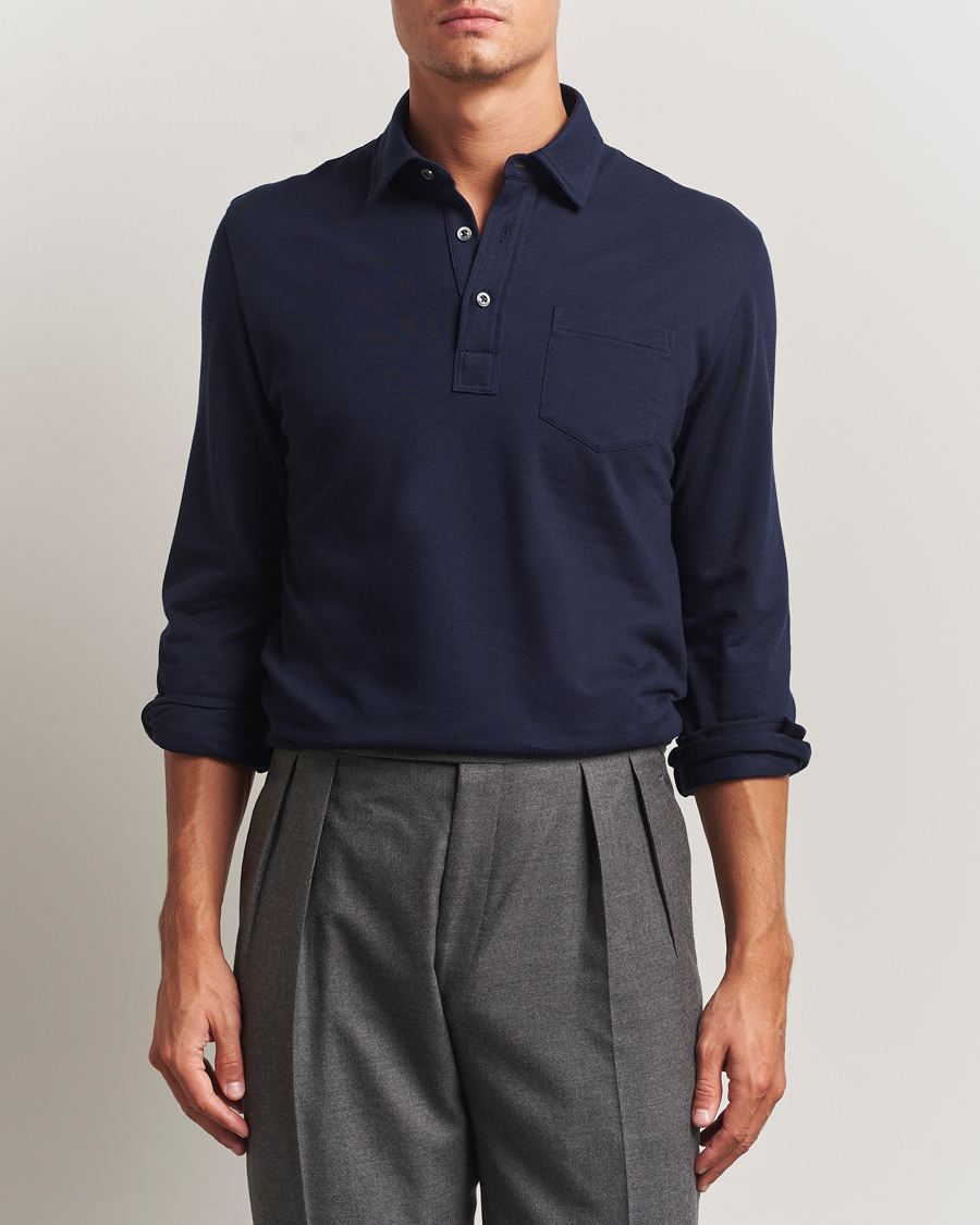 Herr | Pikéer | Ralph Lauren Purple Label | Long Sleeve Polo Shirt Navy