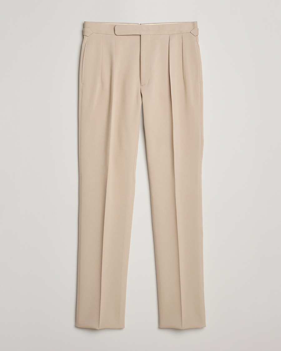 Herr | Byxor | Ralph Lauren Purple Label | Pleated Twill Trousers Limestone