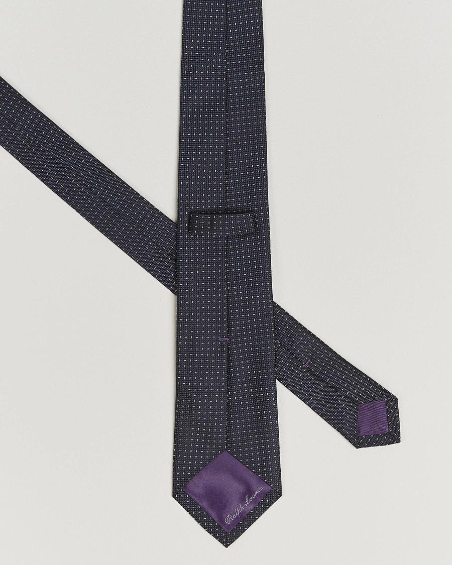 Herr | Slipsar | Ralph Lauren Purple Label | Silk Jacquard Tie Navy/White