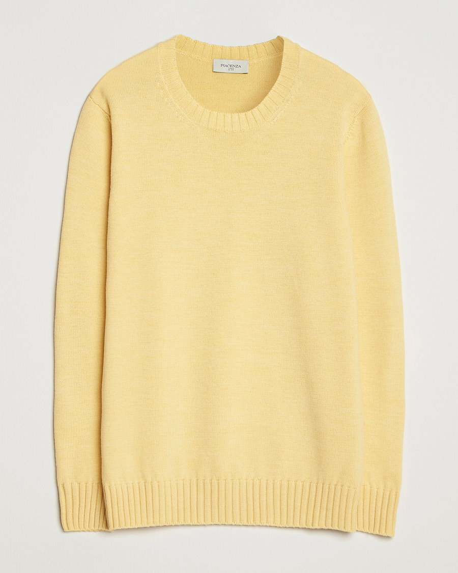 Herr | Tröjor | Piacenza Cashmere | Brushed Wool Crew Neck Yellow