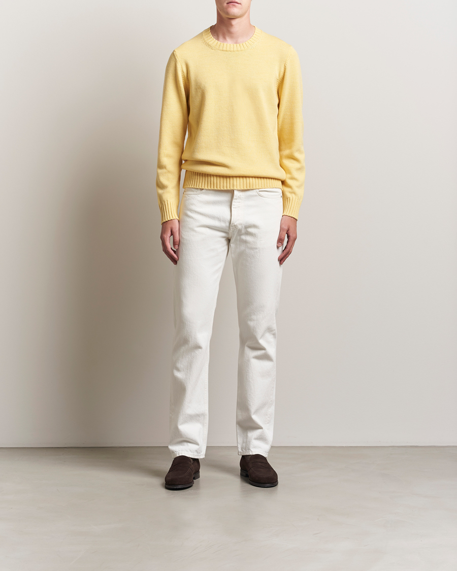 Herr | Tröjor | Piacenza Cashmere | Brushed Wool Crew Neck Yellow