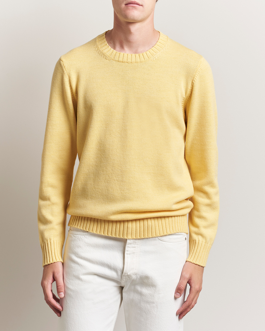 Herr | Tröjor | Piacenza Cashmere | Brushed Wool Crew Neck Yellow