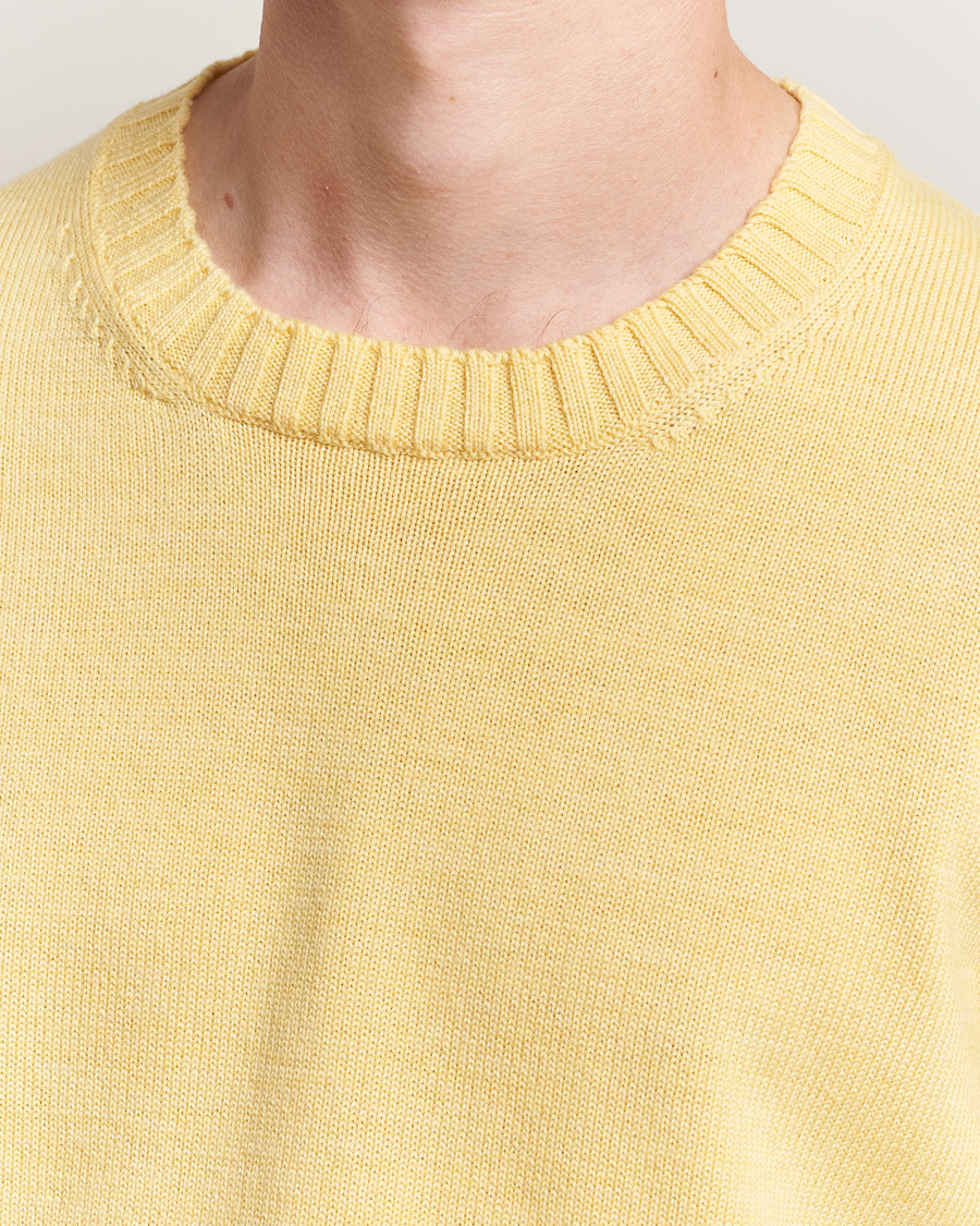 Herr | Tröjor | Piacenza Cashmere | Brushed Wool Crew Neck Yellow