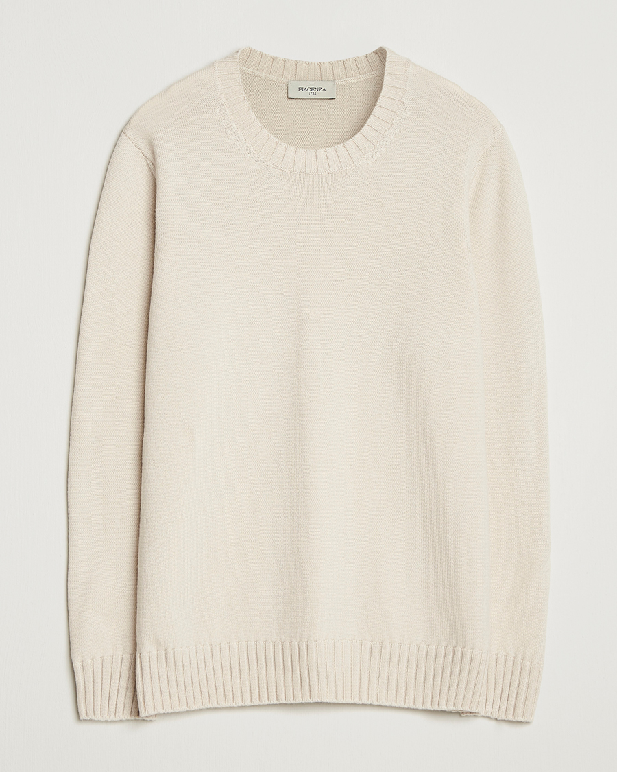 Herr | Tröjor | Piacenza Cashmere | Brushed Wool Crew Neck Latte