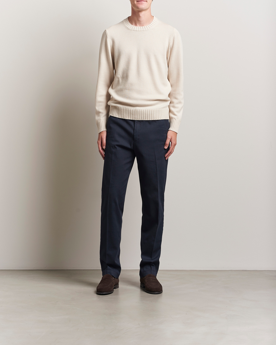Herr | Tröjor | Piacenza Cashmere | Brushed Wool Crew Neck Latte