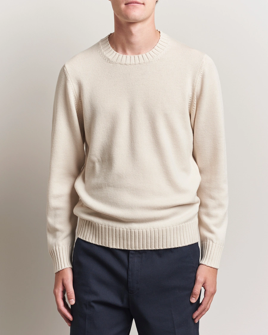Herr | Tröjor | Piacenza Cashmere | Brushed Wool Crew Neck Latte