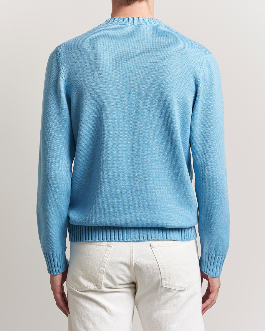 Herr | Tröjor | Piacenza Cashmere | Brushed Wool Crew Neck Sky Blue