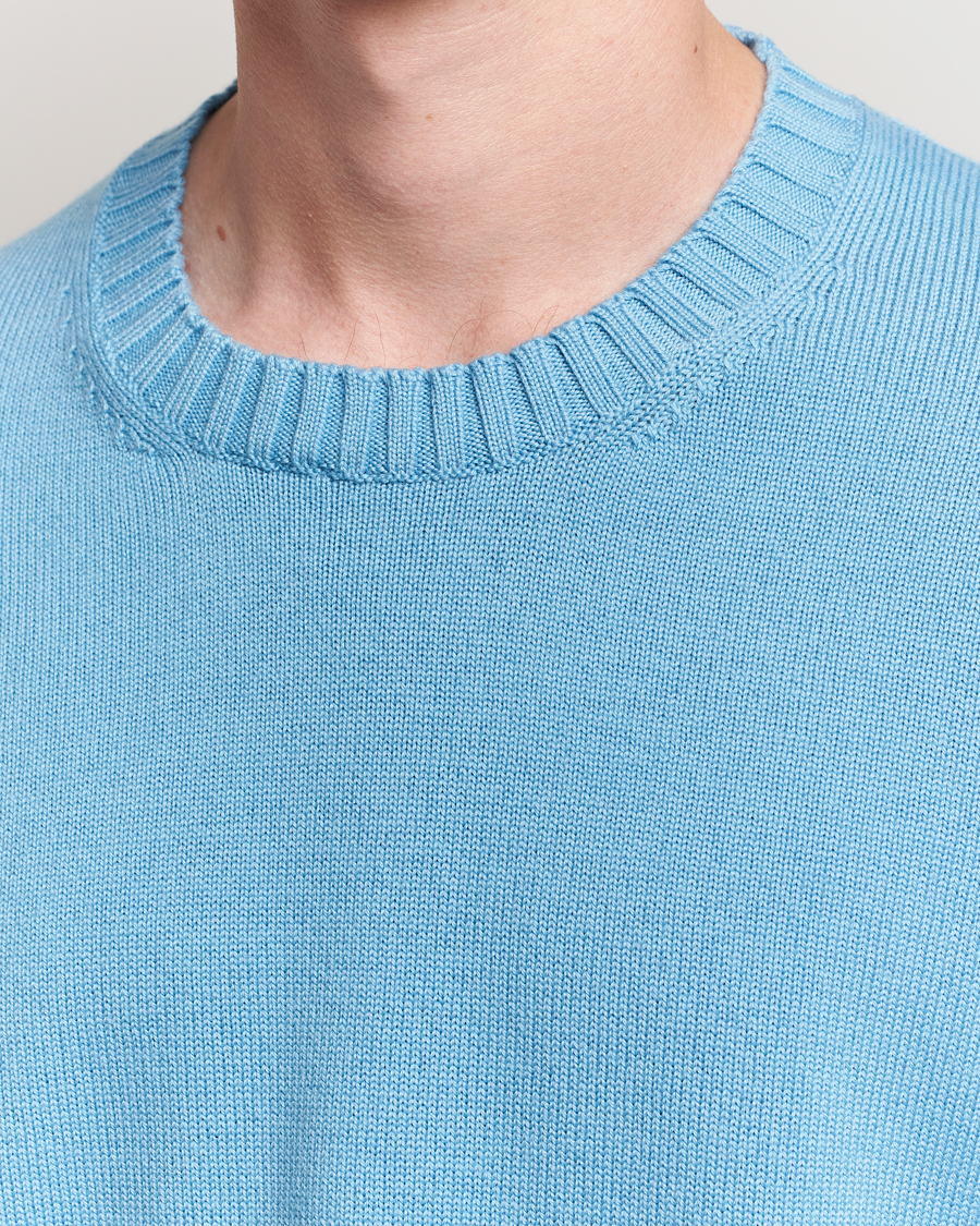 Herr | Tröjor | Piacenza Cashmere | Brushed Wool Crew Neck Sky Blue