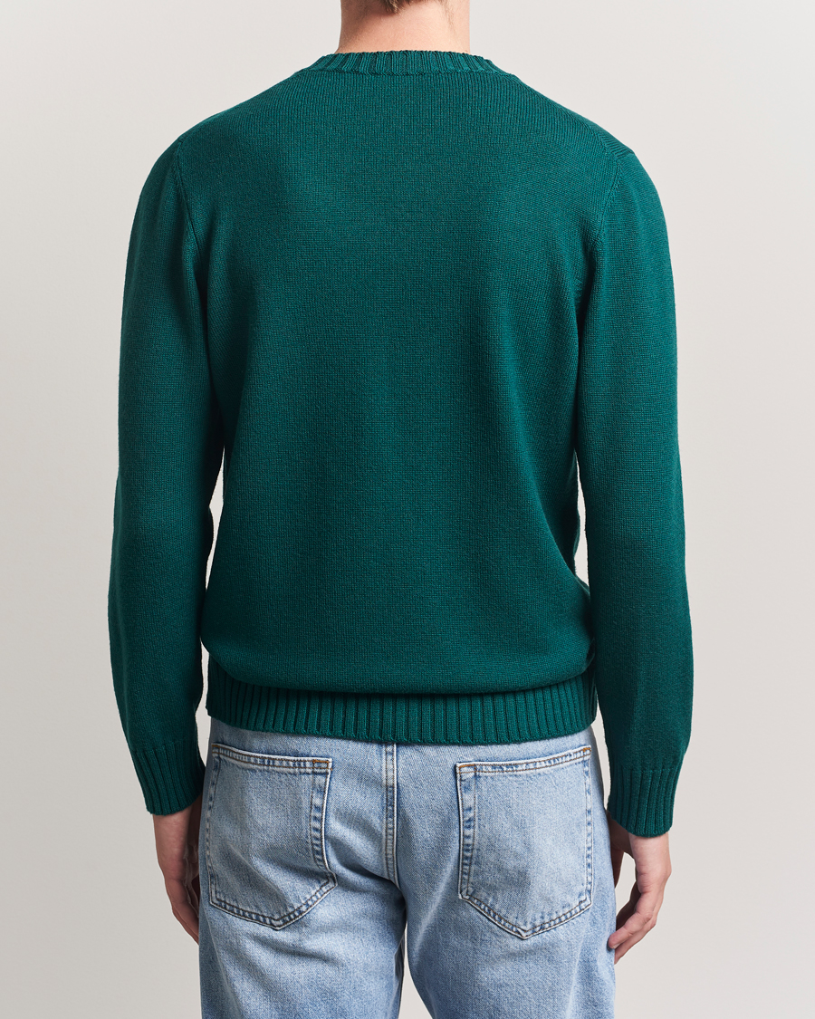 Herr | Tröjor | Piacenza Cashmere | Brushed Wool Crew Neck Dark Green