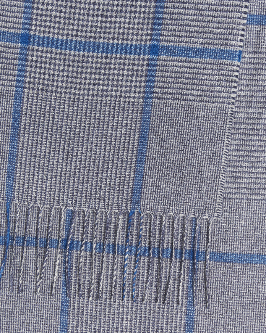 Herr | Halsdukar | Piacenza Cashmere | Cashmere/Silk Overcheck Scarf Light Grey