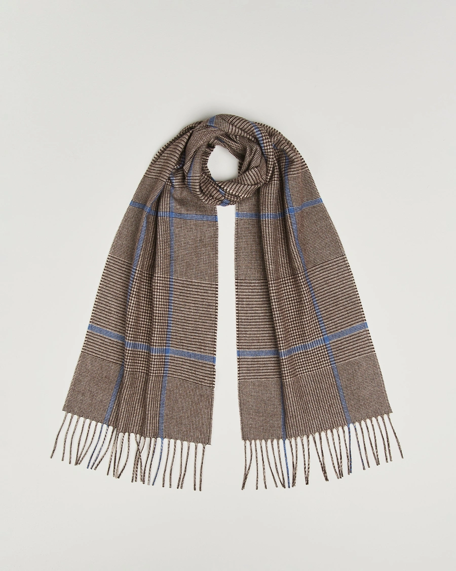 Herr | Halsdukar | Piacenza Cashmere | Cashmere/Silk Overcheck Scarf Brown
