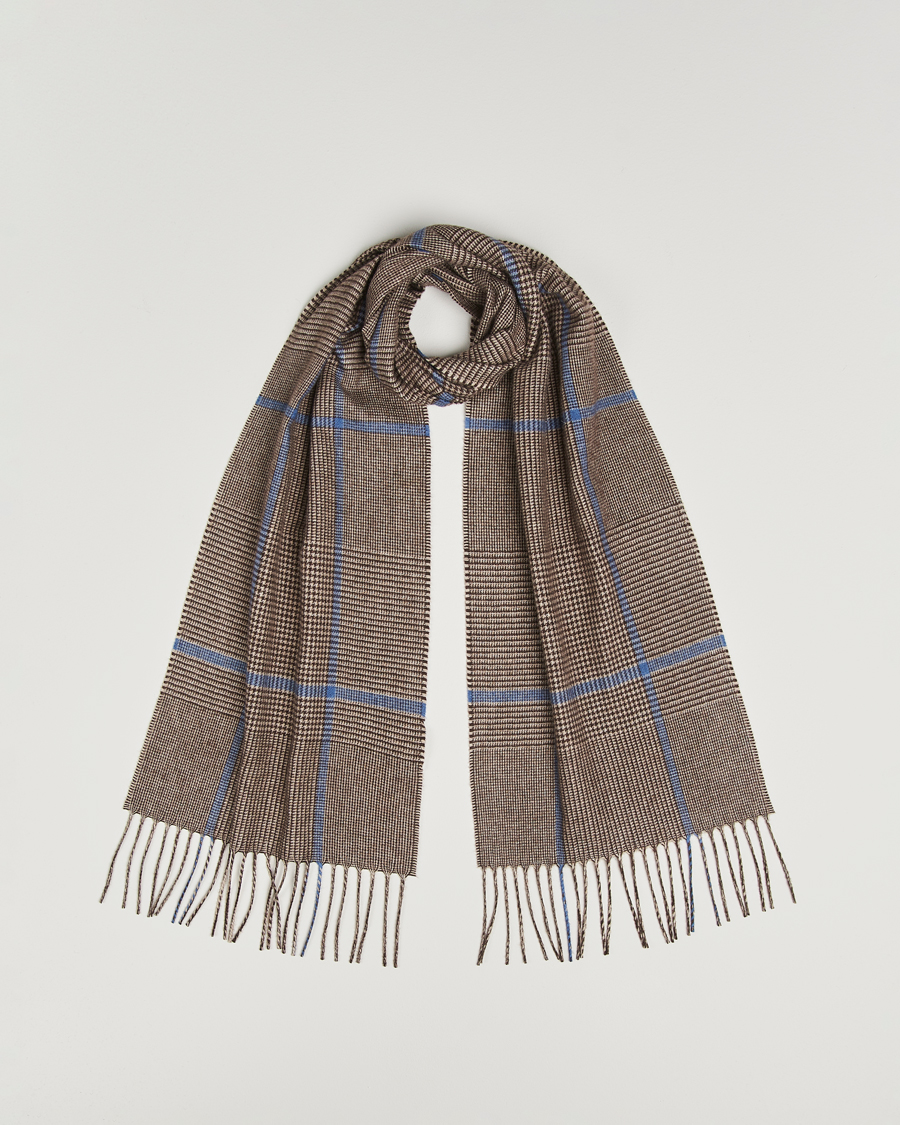 Herr | Piacenza Cashmere Cashmere/Silk Overcheck Scarf Brown | Piacenza Cashmere | Cashmere/Silk Overcheck Scarf Brown