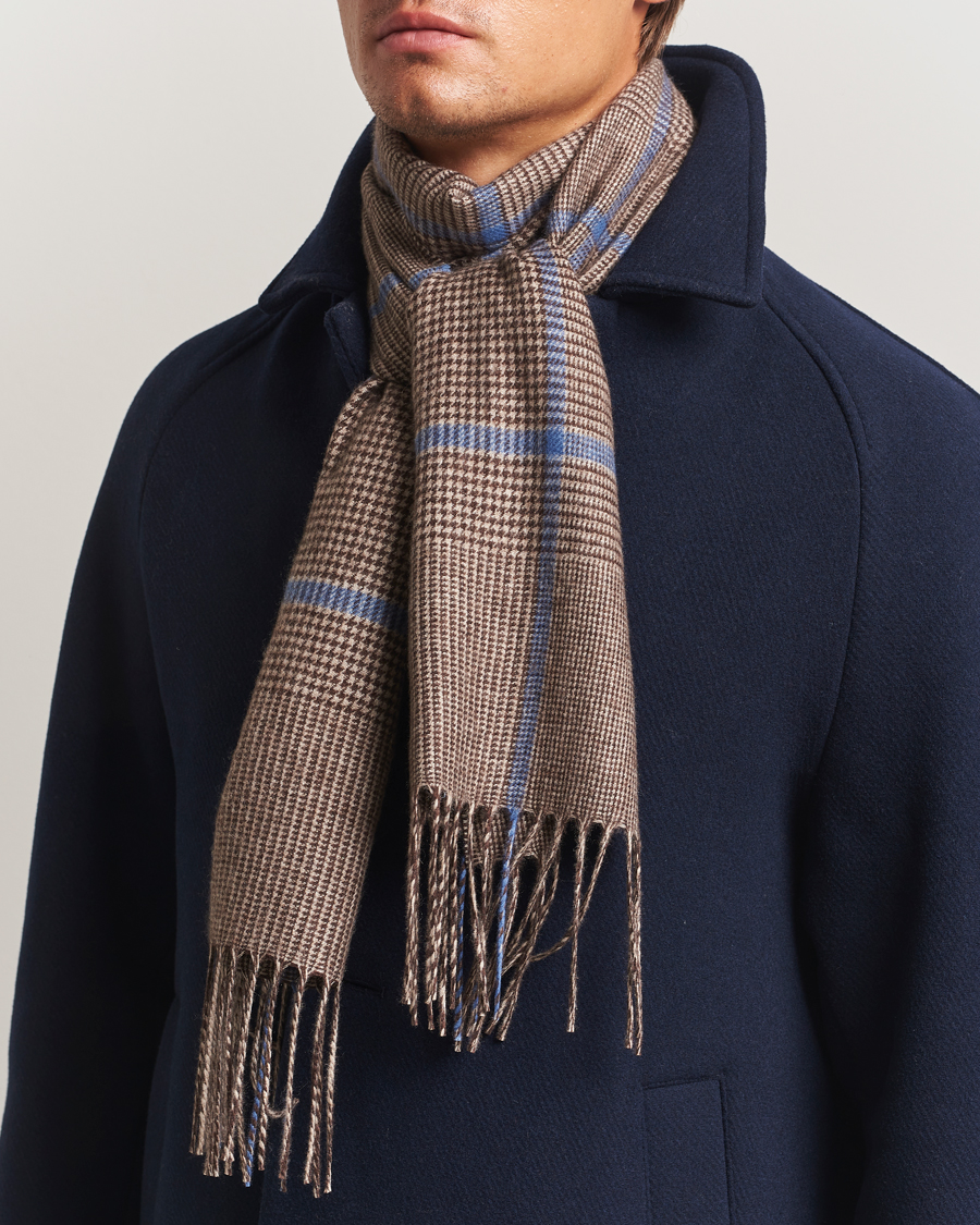 Herr | Piacenza Cashmere Cashmere/Silk Overcheck Scarf Brown | Piacenza Cashmere | Cashmere/Silk Overcheck Scarf Brown