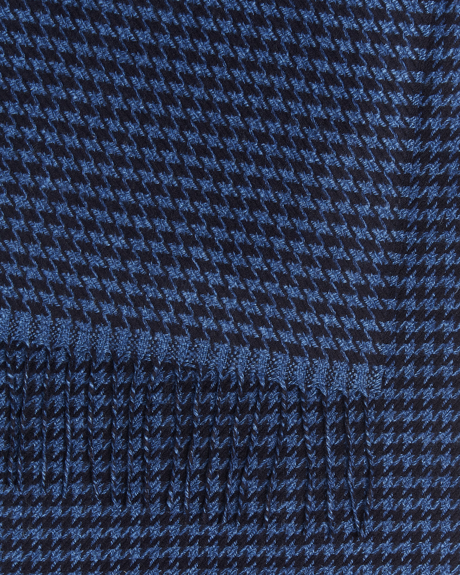 Herr | Halsdukar | Piacenza Cashmere | Cashmere/Silk Houndstooth Scarf Dark Blue