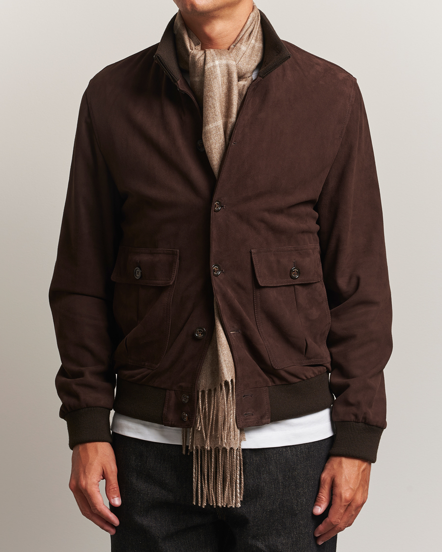 Herr | Halsdukar | Piacenza Cashmere | Cashmere/Silk Window Pane Scarf Beige