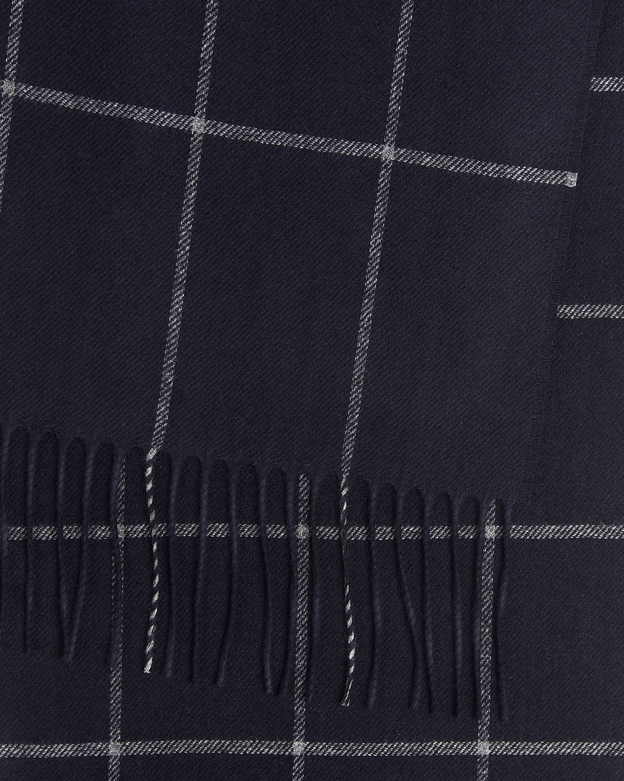 Herr | Halsdukar | Piacenza Cashmere | Cashmere/Silk Window Pane Scarf Navy