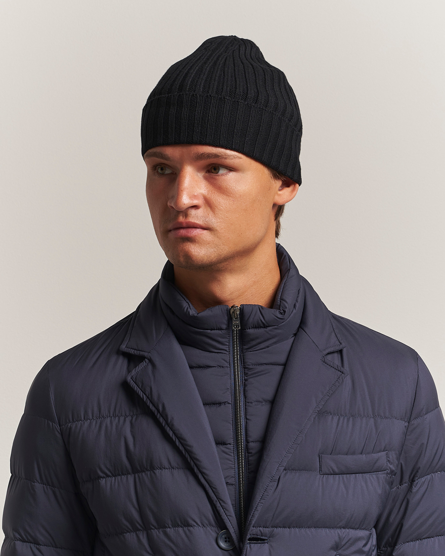Herr | Mössor | Piacenza Cashmere | Ribbed Cashmere Beanie Black