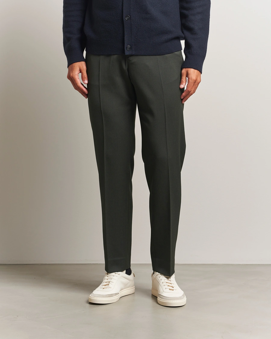 Herr | Byxor | Filippa K | Theo Relaxed Wool Trousers Green Melange