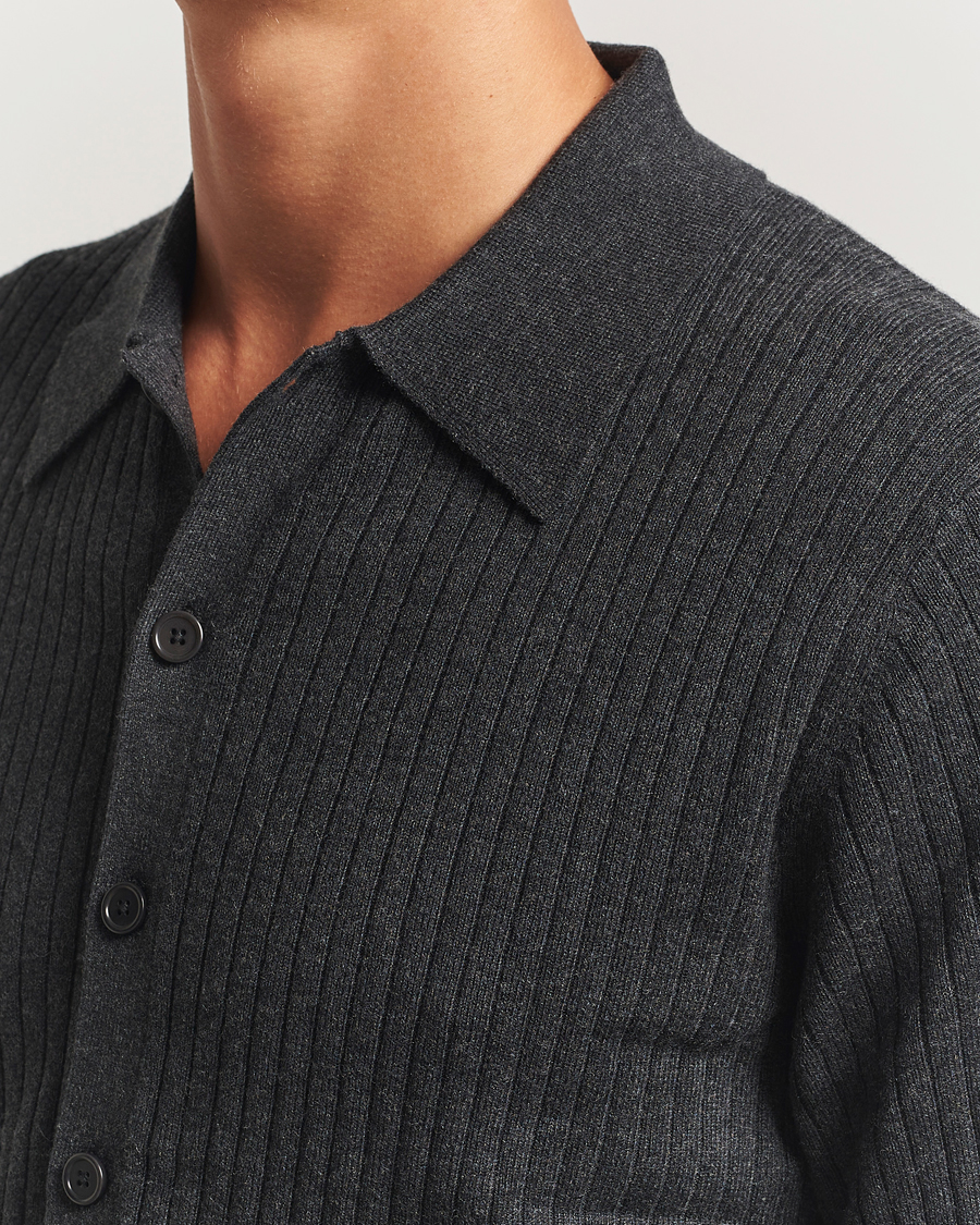 Herr | Tröjor | Filippa K | Cotton Merino Knitted Cardigan Anthracite Melange