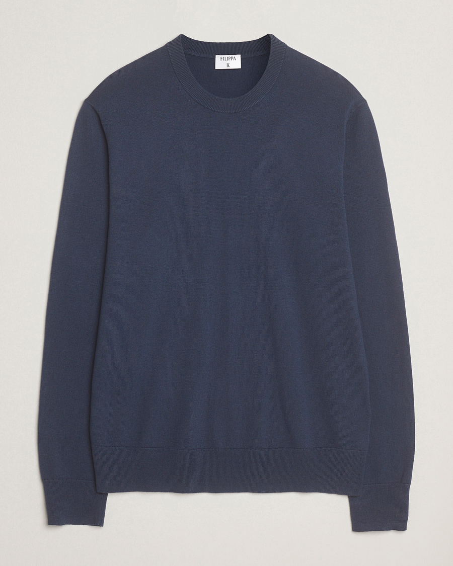 Herr | Tröjor | Filippa K | Cotton Merino Knitted Sweater Dusk Blue