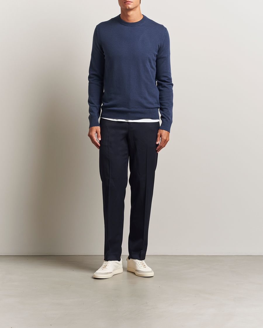 Herr | Tröjor | Filippa K | Cotton Merino Knitted Sweater Dusk Blue