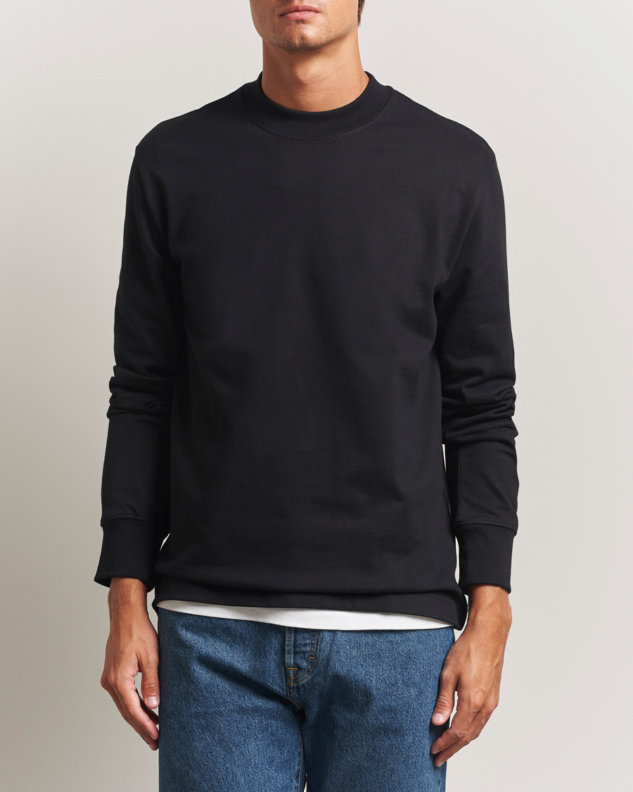 Herr | T-Shirts | Filippa K | Heavy Cotton Mock Neck Long Sleeve T-Shirt Black