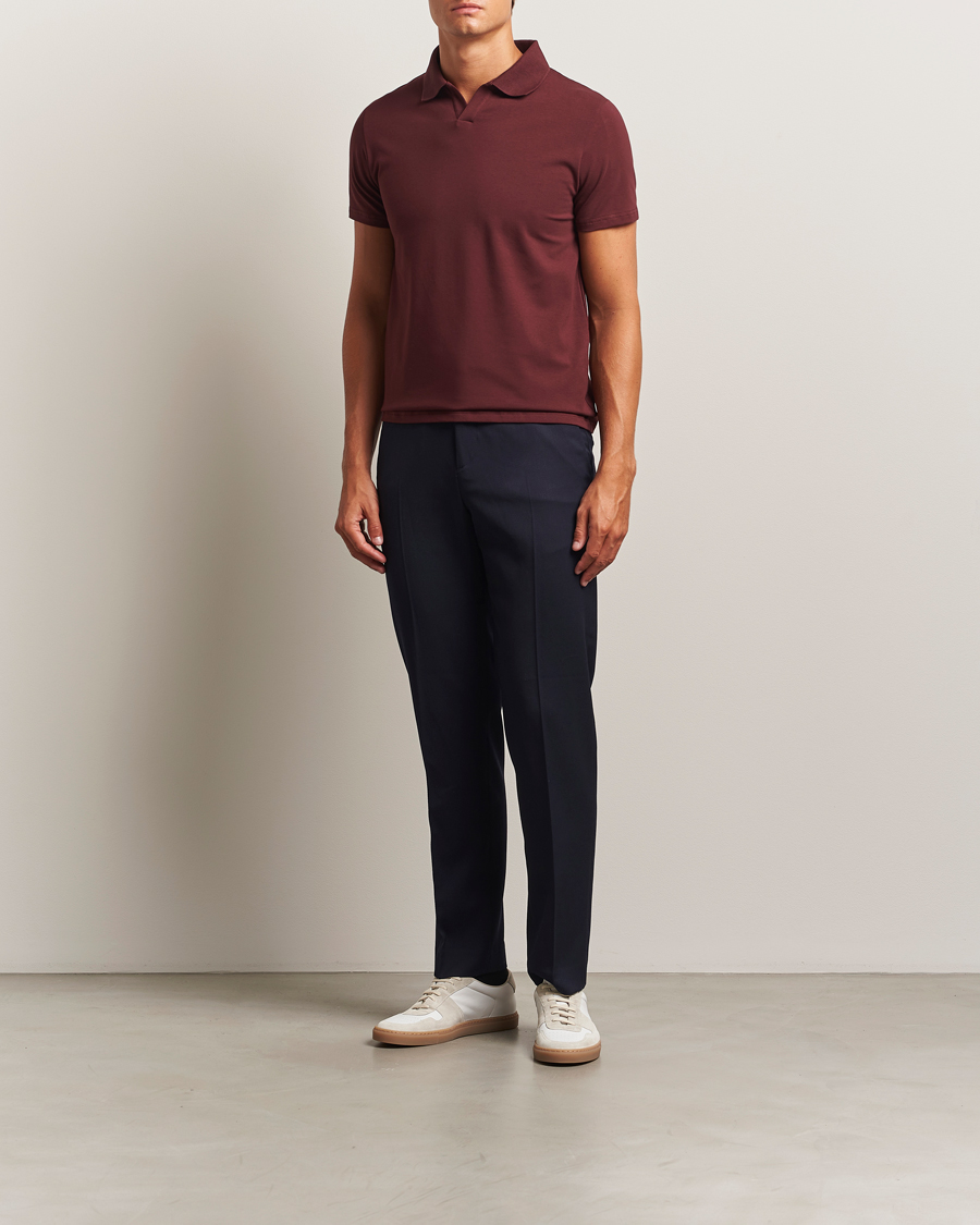 Herr | Pikéer | Filippa K | Soft Lycra Polo T-Shirt Burgundy