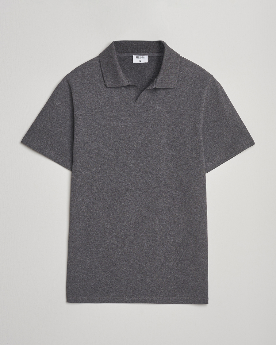 Herr | Pikéer | Filippa K | Soft Lycra Polo T-Shirt Anthracite Melange