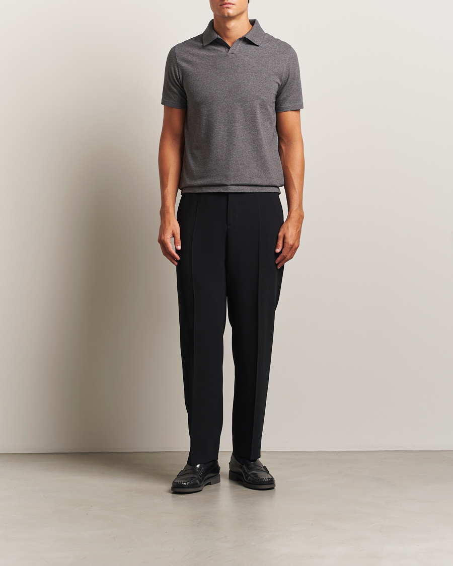 Herr | Pikéer | Filippa K | Soft Lycra Polo T-Shirt Anthracite Melange